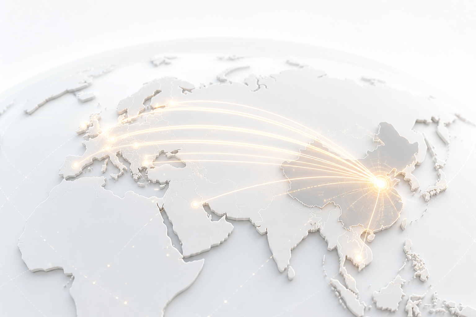 Globalna sieć logistyczna z liniami świetlnymi z Chin do Europy